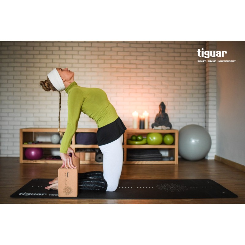 Zestaw do jogi tiguar - mata + 2 x kostka korek + pasek - 1956